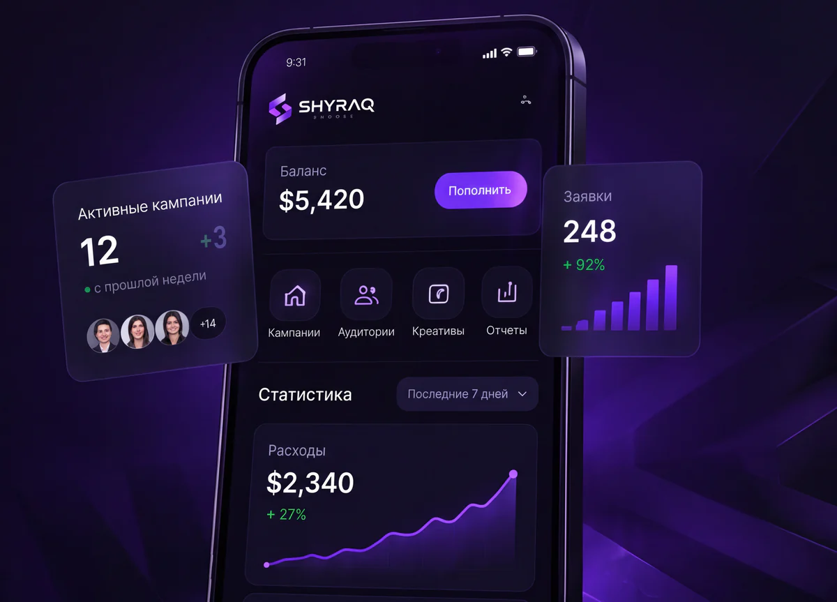 Платформа Shyraq: баланс, кампании, заявки и статистика расходов